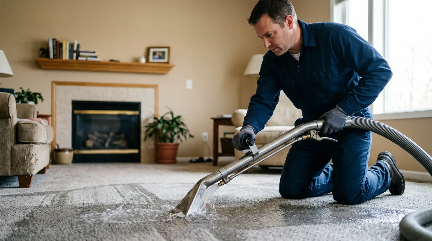 Water damage restoration technician working near Whitehall, PA